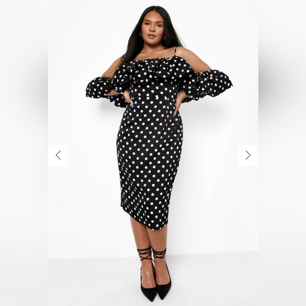 Boohoo WHITE Polkadot Dress